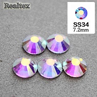 Стразы термоклеевые Реалтекс 34-SS (аналог страз Чехия) цв.AB crystal 