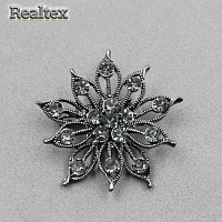 Брошь со стразами Реалтекс FR-8-4 (2шт) цв.черный никель 