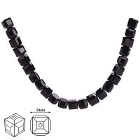 Бусины Реалтекс стеклянные 6*6мм "Квадрат" на нитях цв.02 черный