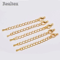 Цепочка-удлинитель "Реалтекс" с карабином 10*5мм для бижутерии (20шт) цв.золото