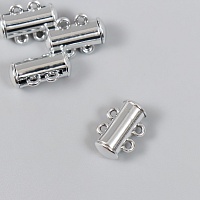 Застежка магнитная 9767099 на 2 нити 6*15мм цв.серебро