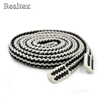 Шнур с наконечниками Realtex R- 4 плоский mix шир.12мм дл.140см (10шт) цв.черный/белый