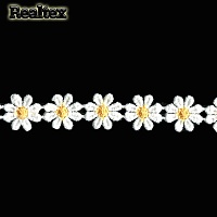 Кружево гипюр  15мм 122431 цв.белый/желтый