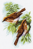 Рисунок на канве МП №1564 "Дрозды" 28х37см