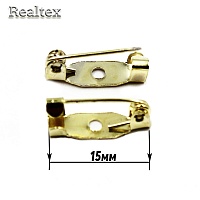Заготовка для броши Реалтекс прямоугольная 15мм цв.золото
