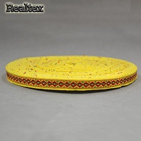 Тесьма жакардовая 10мм с3752г17 рис.9328 (25м) цв.желтый