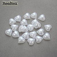 Полу-бусы Реалтекс фигурные 13*14мм "Сердце" цв.белый 