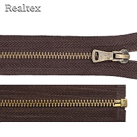 Молния металл Т.5 1 замок 75см разьемная цв.антик/141 тёмно-коричневый