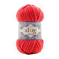 Пряжа Alize "Velluto" (100гр) цв.056 красный