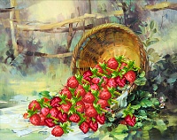 Рисунок на шелке МП №4198 "Клубника" 37х49см