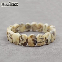Браслет Realtex из натурального камня Овал граненый цв.бежевый