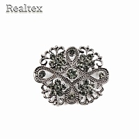 Брошь со стразами Реалтекс FR-8-9 (2шт) цв.черный никель