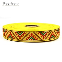 Тесьма жакардовая 24мм с1852г17 рис.9825 (25м) цв.желтый