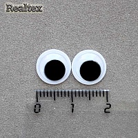Глазки Realtex круглые бегающие 10мм цв.белый/черный