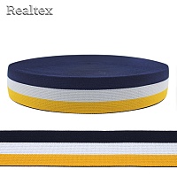 Резинка декоративная  40мм ET4051 мягкая (25м) цв.синий/белый/жёлтый