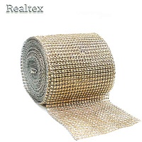 Тесьма-стразы (имитация) пластик  Реалтекс-24 цв.светлое золото