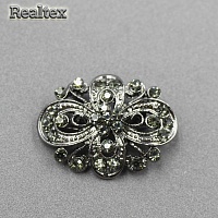 Брошь со стразами Реалтекс FR-8-20 (2шт) цв.черный никель