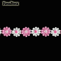 Кружево гипюр  25мм 122431 цв.розовый/белый