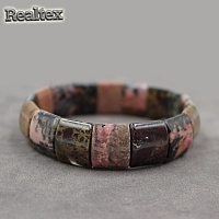 Браслет Realtex из натурального камня Квадрат полукруглый цв.коричневый mix