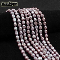 Бусины Реалтекс из Жемчуга Речного натурального барочного d=8-9мм дл.36см (43шт) цв.сиреневый