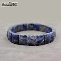 Браслет Realtex из натурального камня Прямоугольник граненый цв.синий