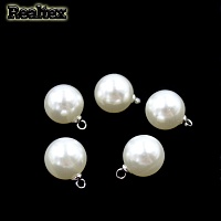 Бусины-подвесы пластик Realtex 10мм (50шт) цв.белый/серебро