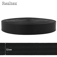  Лента ременная атласная Реалтекс 32мм высококачественная (45,7м) цв.черный