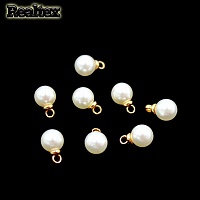 Бусины-подвесы пластик Realtex  6мм (50шт) цв.молочный/золото