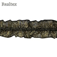 Тесьма рюш 1313 г6 40мм цв.черный/золото 
