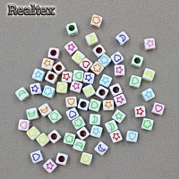 Бусины пластик Реалтекс Кубик (100гр) цв.белый/mix