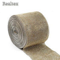  Тесьма-стразы (имитация) пластик  Реалтекс-32 100мм цв.светлое золото