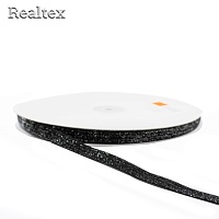 Лента бархатная люрекс 10мм 9626584 цв.черный/серебро