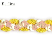 Тесьма "волна с пайетками" 0384-0321 цв.0090 желтый