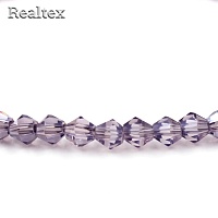 Бусины Realtex стеклянные граненые  5мм "Биконус" на нитях цв.026А св.сиреневый