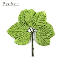 Реалтекс F Лист велюровый на проволоке (4 букетика*10шт) цв.зеленый