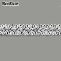 Тесьма Realtex металлизированная "Шанель" 15мм Premium 13-2333 цв.серебро