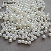 Бусины пластик Реалтекс  4мм под жемчуг (100гр) цв.001 молочный