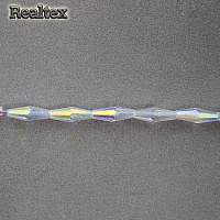 Бусины Реалтекс стеклянные граненые 4*12мм "Биконус" на нитях цв.29 белый АВ