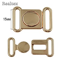 Застежка для купальника металлическая Realtex 15мм 3630 (10шт) цв.полированное золото