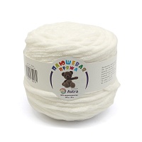 Пряжа Астра "Плюшевая" (100%полиэстер) (2*100гр*80м) цв.001 белый