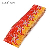 Тесьма термоклеевая 52215 80мм цв.оранжев/желтый