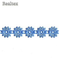 Тесьма  Realtex 25мм 5-4 "Ромашка" на бобине цв.голубой