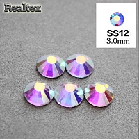 Стразы термоклеевые REALTEX 12-SS (аналог страз Чехия) цв.AB crystal 