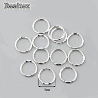 Кольцо соединительное "Realtex" 5мм (10гр-185шт+/-10шт) цв.серебро