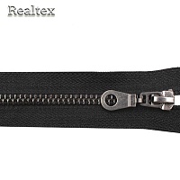 Молния металл Реалтекс Т.5 1замок 50см разьемная (бегунок капля) цв.черный никель/черный