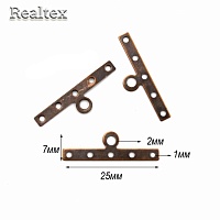 Держатель "Realtex" для 5 нитей 25*7мм (50шт) цв.медь