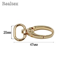 Карабин Realtex 20мм (10шт) цв.полированное золото