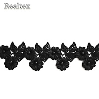 Кружево Realtex объемное 3D 50мм TJ-D182 Realtex цв.черный