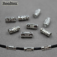 Трубочка ажурная "Realtex" для бижутерии 4*9мм (100шт) цв.никель