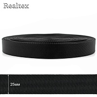  Лента ременная атласная Реалтекс 25мм высококачественная (45,7м) цв.черный